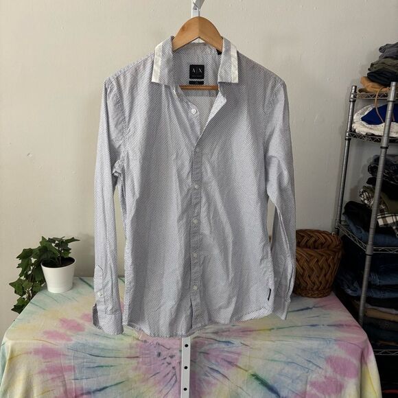 Armani Exchange men’s medium Blue Casual Button Down Shirt slim fit - Picture 6 of 9